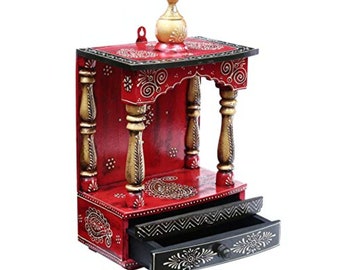 Wooden Mandir for Puja and Indian Temple for Home Decor Religious and Traditional Art Form Housewarming Gift Birthday Gift and Wall Decor