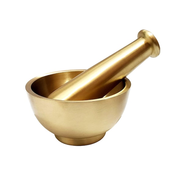 Mortar Pestle for Kitchen Pure Solid Brass Imam Dasta/mortar and Pestle Set/ohkli  Musal/kharal4 Inchesfor Housewarming Gift Birthday Gift 