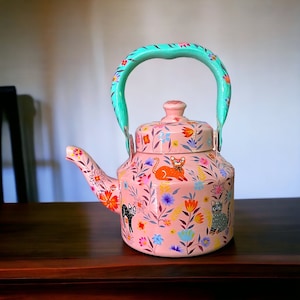 Tea Kettle Hand Painted Tea serving Pot Kitchenware Christmas Gift, Birthday Gift, Housewarming Gift, Anniversary Gift