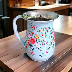 Pitcher Water jug Hand Painted Jug Stainless steel Jug Kitchenware and Diningware Water serving Jug Birthday Gift Anniversary Gift