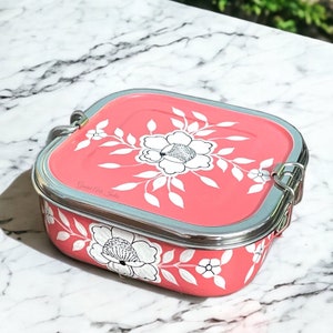 Bento Box Hand Painted Tiffin Lunch Container Indian Tiffin Picnic Food Tiffin Christmas Gift Housewarming  Office lunch tiffin return gifts
