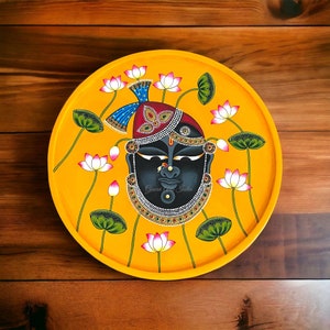Shrinathji Hand Painted Pichwai 12&quot; Wall Plate home decor Decorative pichwai art Indian traditional art form wall decor Housewarming Gift
