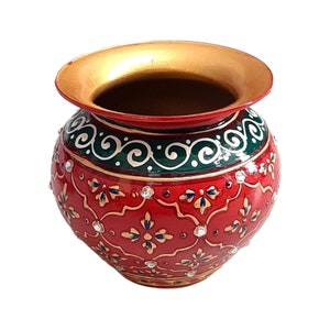 Kalash hand painted puja pot Housewarming Gift home decor puja decor puja accessories MOTHER&#39;S day Gift Copper Pot religious  handmade gifts