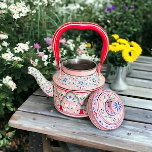 Tea Kettle Hand Painted Tea Pot Home Decor Kitchenware Dining shelf Decor Decorative Piece Housewarming, Wedding, Birthday Anniversary Gift