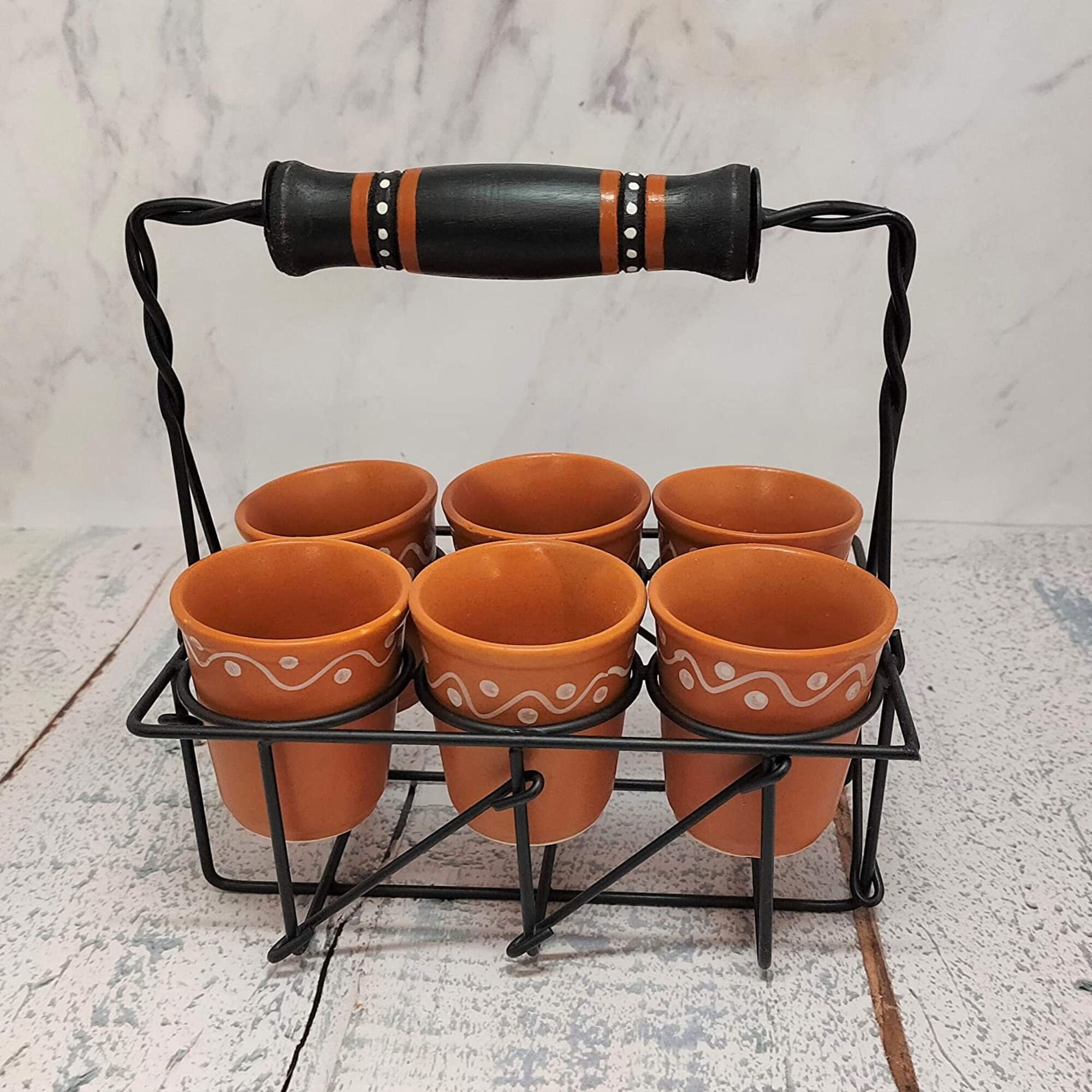 Kulhad Cutting Chai Glass With Stand set of 6 Ceramic Kulhad Etsy UK