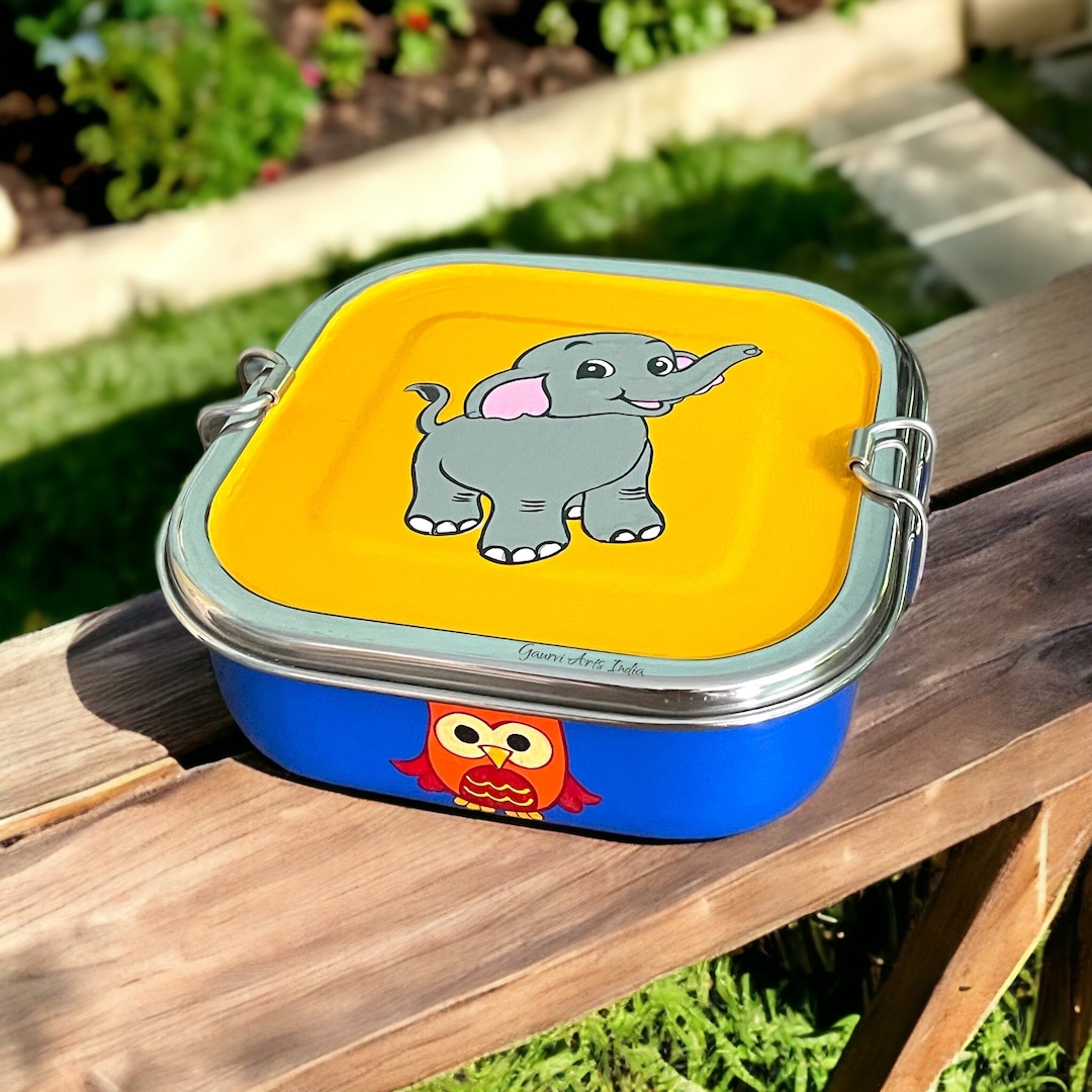 Bento Box Hand Painted Tiffin Lunch Container Indian Tiffin Picnic Food