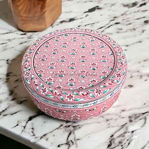 Hand Painted spices box masala dabba 7 removable compartment with spoons perfect gift for Christmas gift anniversary gift birthday gift