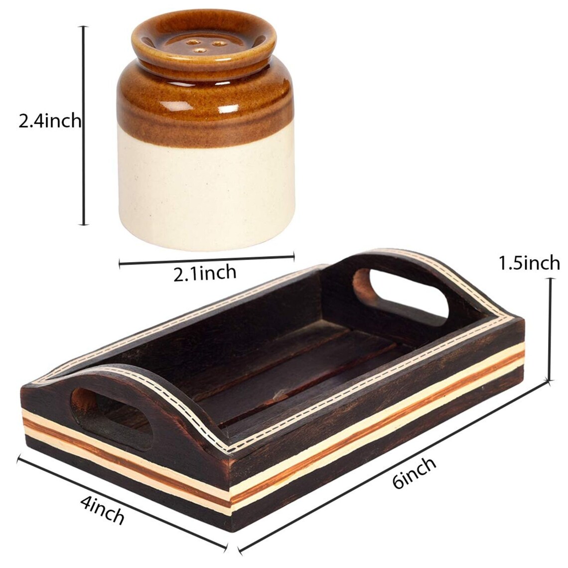 Ceramic Salt Pepper Shaker Set With Tray Decor Dining and Etsy