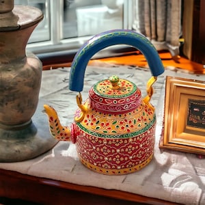 Tea Kettle Hand Painted Tea Pot Home Decor Kitchenware Dining shelf Decor Decorative Piece Housewarming, Wedding, Birthday Anniversary Gift