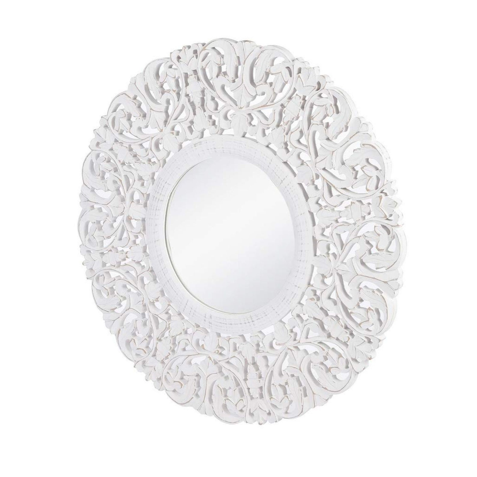 Espejo de madera hecho a mano redondo angustiado blanco | Etsy