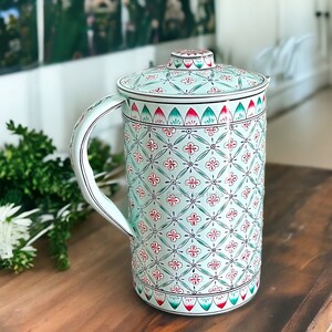 Pitcher Water jug Hand Painted Jug with lid Stainless steel Jug Kitchenware and Diningware Water serving Jug Birthday Gift Anniversary Gift