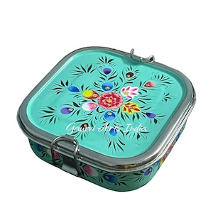 Bento Box Hand painted Bento Tiffin Lunch Container Indian Tiffin Picnic Food Tiffin Christmas Gift Housewarming  Office lunch return gifts