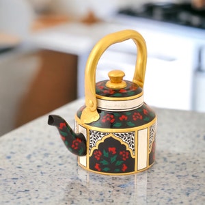 Tea Kettle Hand Painted Tea Pot Home Decor Kitchenware Dining shelf Decor Decorative Piece Housewarming, Wedding, Birthday Anniversary Gift