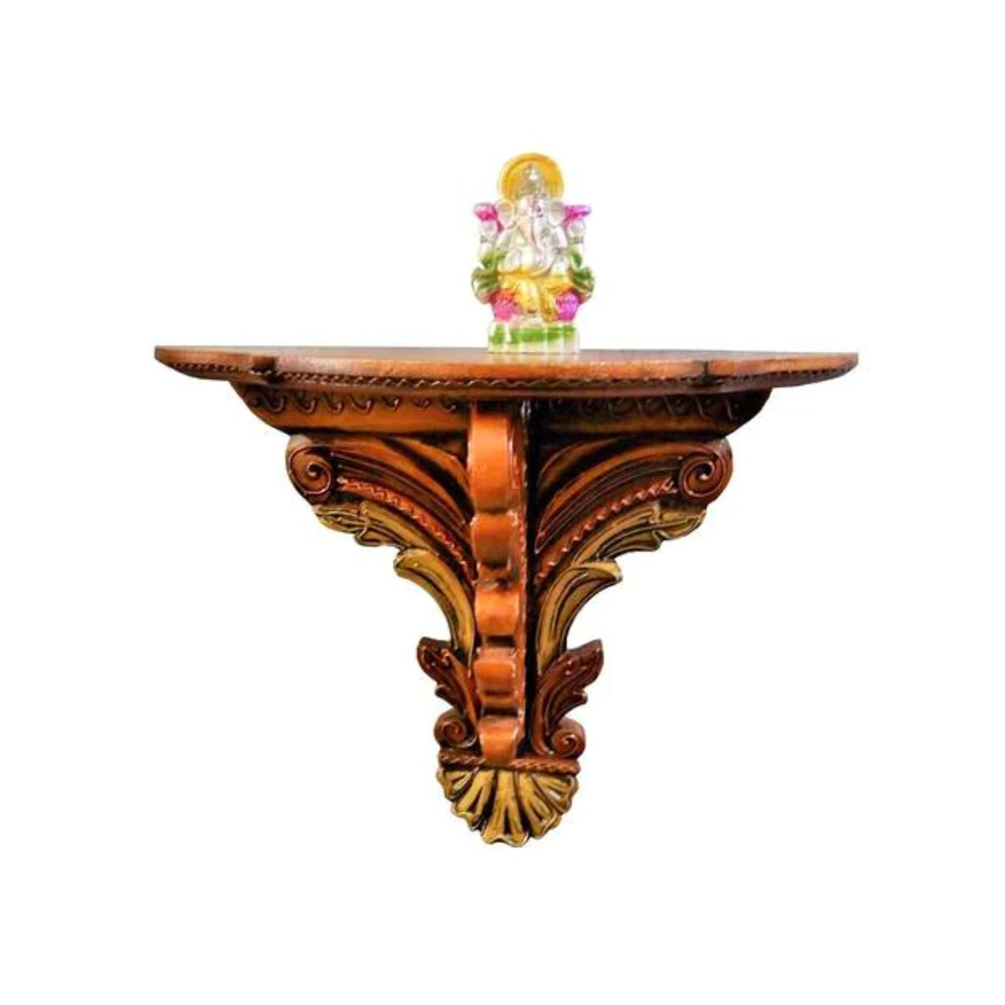 Buddha Shelf Statue Stand Wall Rack Teak Wood Asian Style Home Kitchen