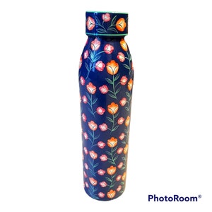Copper Hand Painted bottle in 1 liter Drinkware copper ware pure copper easy to drink Office water bottle gym water bottle