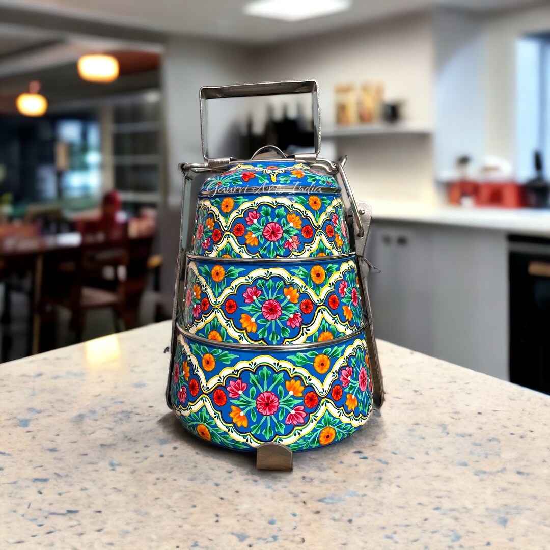 Tiffin Hand Painted Food Boxes Hand Painted 3 Tier Lunch Box or ...