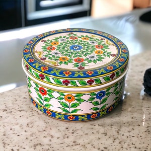 Papad Box Kitchenware Storage Box with cookies box and namkeen box Stainless Steel Hand Painted Box MOTHER&#39;S day Gift birthday gift