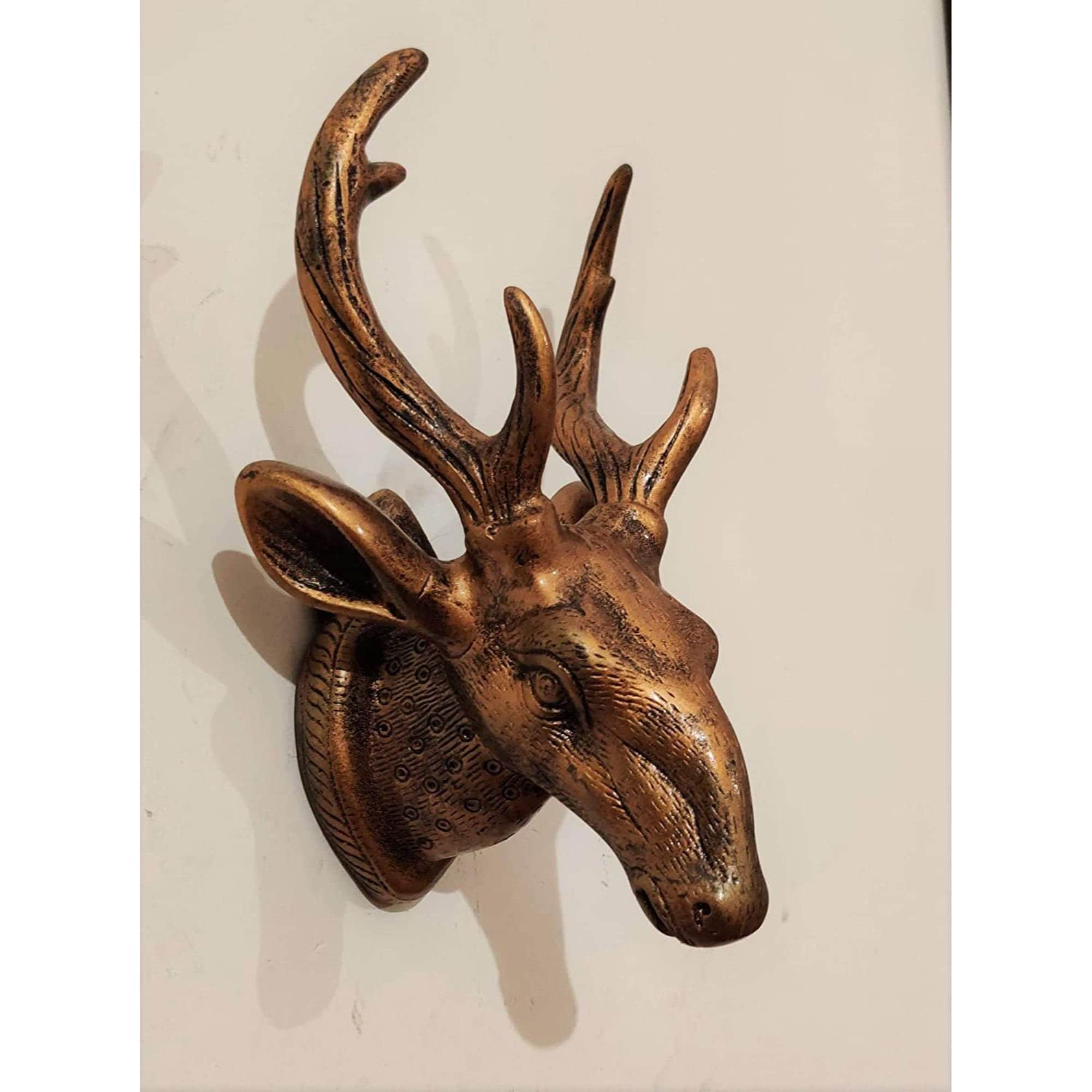 Antique Brown Aluminum Deer Head Wall Hanging, Vintage Decor - Etsy