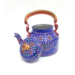 Hand Painted Tea Kettle Home Decor Tea Pot or To Gift|Handmade Aluminium Tea Pot|New look for Home Decor|Christmas Gift or Housewarming Gift