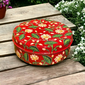 Hand Painted Spices box in Stainless Steel with 7 removable compartment 1 spoon Painted spices Rack Spices Storage box Christmas Gift