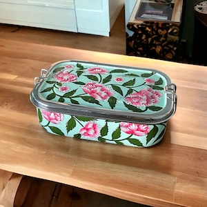 Bento Box Hand Painted Bento Box Tiffin Lunch Container Indian Tiffin Picnic Tiffin Christmas, Housewarming Office lunch tiffin return gifts