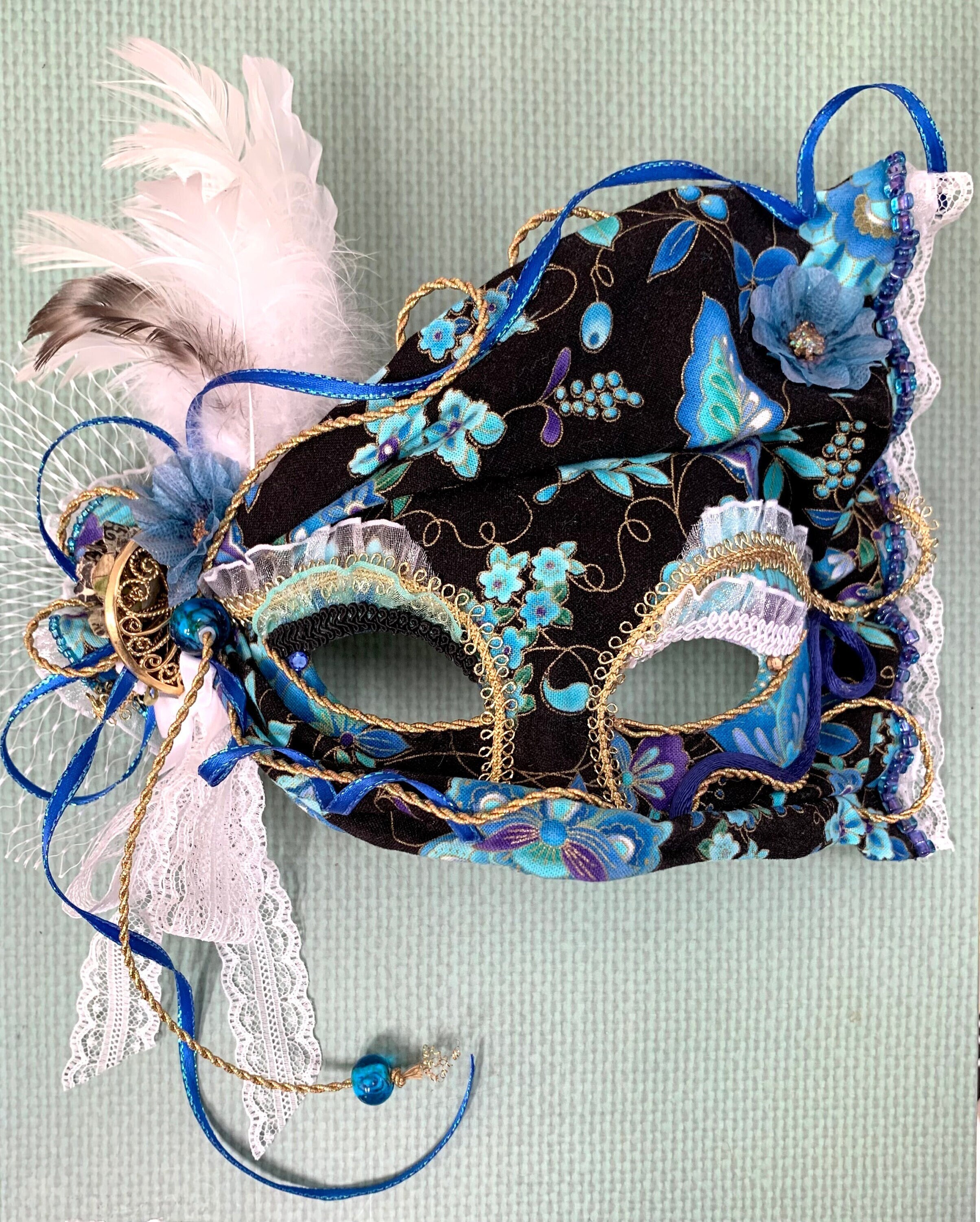 私が手作りした、唯一無二の仮面舞踏会マスク、アクアブルー - Etsy 日本