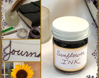 Handmade ink from homegrown sunflowers.