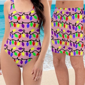 Bijpassende kerstbadpakken / kerstbadpak / Christmas Swim Trunks / Christmas Swim Shorts / Christmas Shorts / Matching Christmas