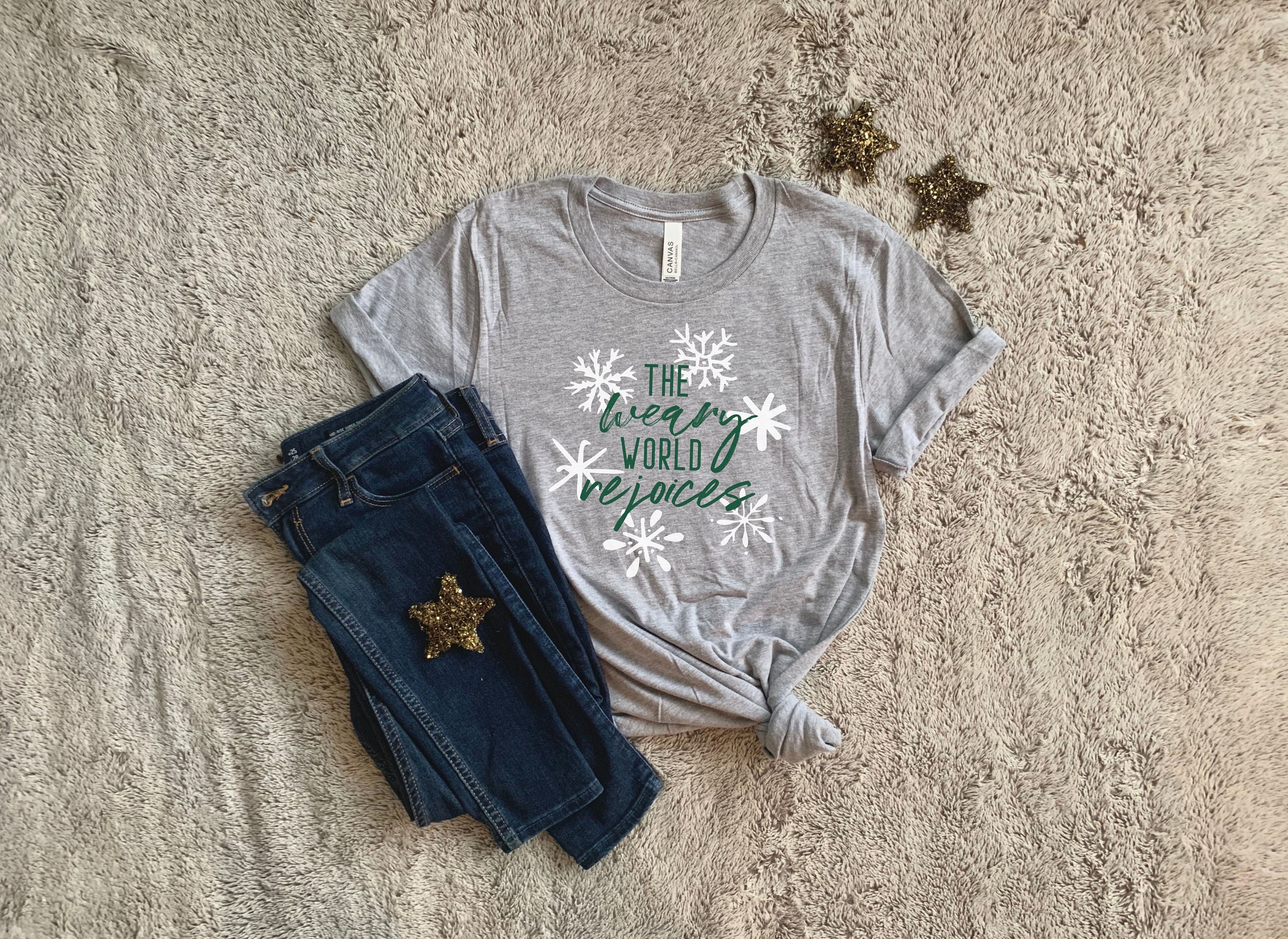 The Weary World Rejoices T-Shirt / Oh Holy Night Shirt / O Holy Night/ Christian Christmas Shirt / Christmas Hymn Shirt / Women's Christmas