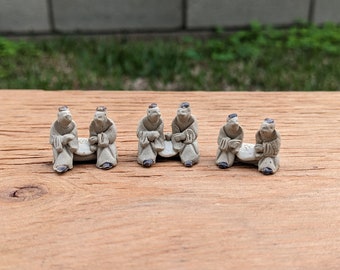 6 Mudmans, Miniature mud mans figurine for bonsai