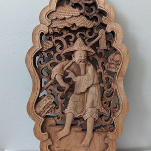 Wood Carving Wall Art, Farmer