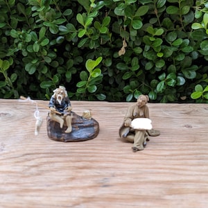 2 Mud mans, Miniature mud man figurine,   Mud mans for bonsai