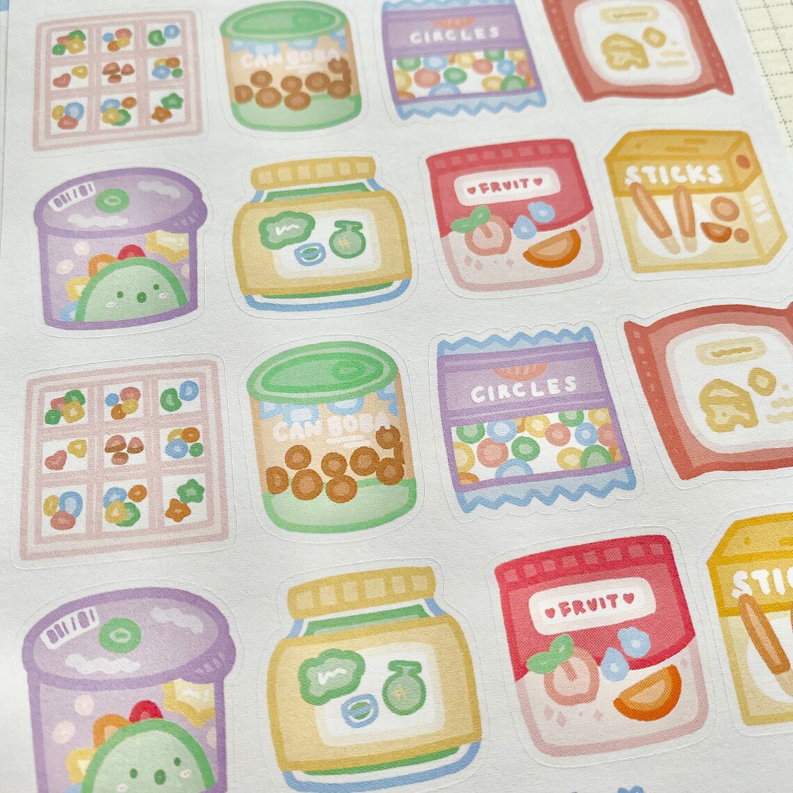 Snacks Sticker Sheet Aesthetic Cute Junk Food Stickers For | Etsy