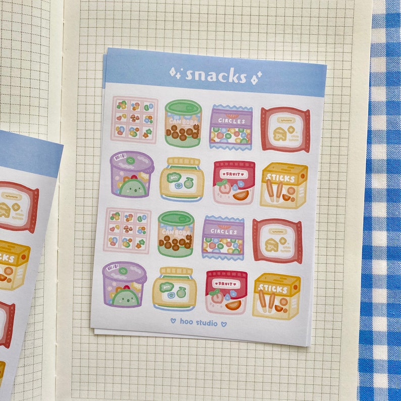 Snacks Sticker Sheet Aesthetic Cute Junk Food Stickers For | Etsy