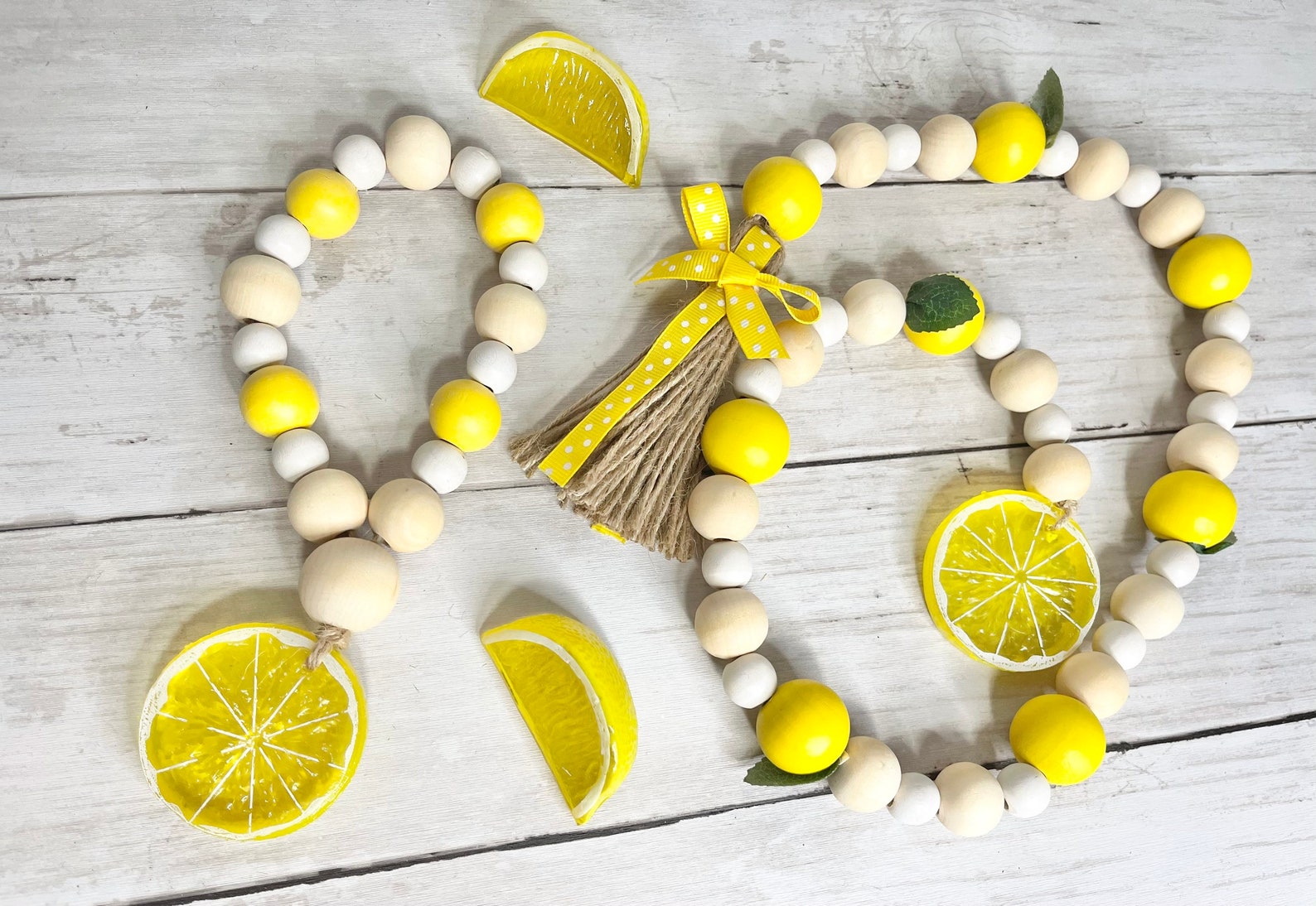 Lemon Garland Lemon Garland Lemon Decor Wood Bead Etsy