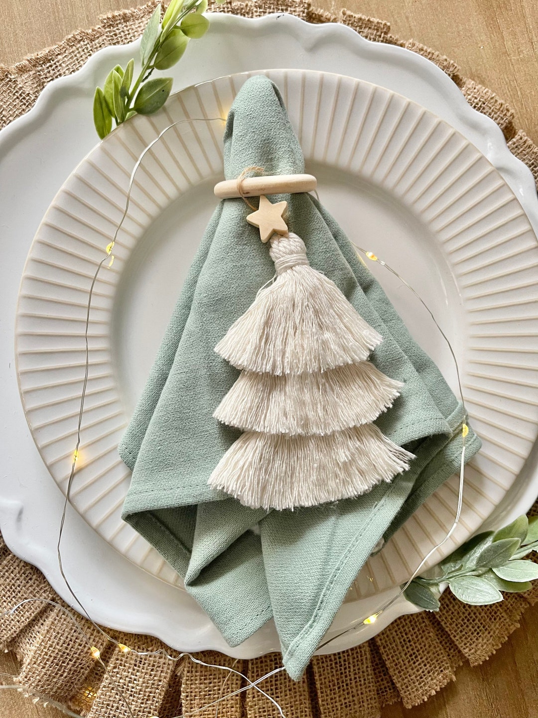 Christmas Tree Napkin Rings Christmas Ornament Macrame Christmas Napkin
