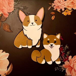 Corgi and Shiba SVG Layered Cutout, Dog Cricut Pattern SVG and PDF Cutting Files. Instant Download