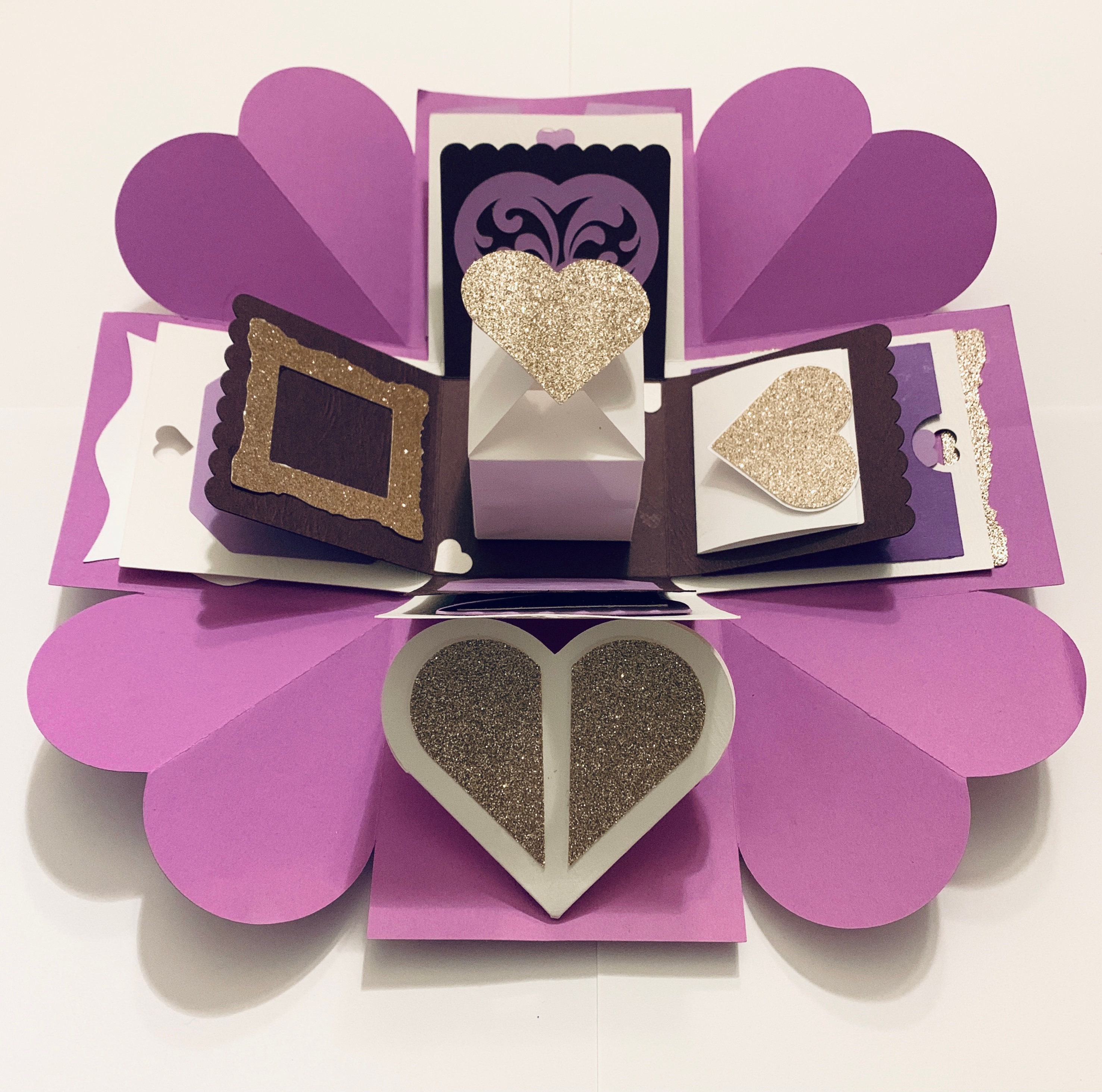 Valentine's Explosion Box 3D SVG and PDF Cutting Files, Memory Box Gift