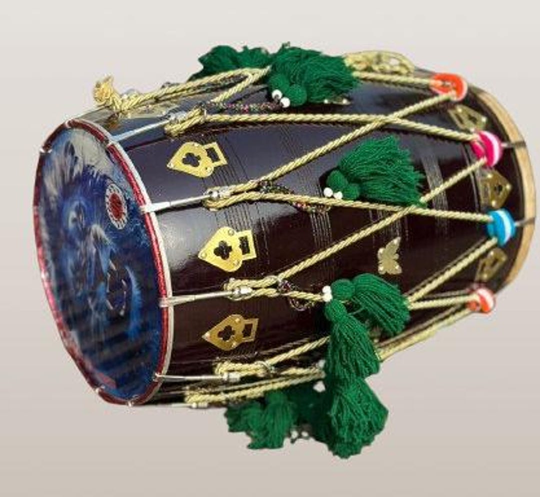 Mango Wood Dhol, Natural Barrel Shaped Dhol , Padded Bag, Beaters ...