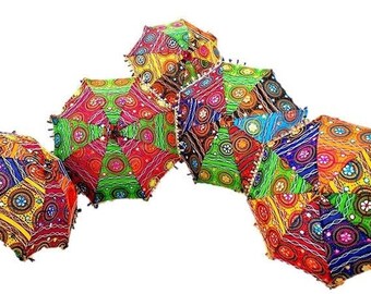 Wholesale Lot of 50 PC Traditional Indian Designer Umbrellas Vintage Handmade Colorful Parasols Ethnic Patch work Embroidered Decor Umbrella