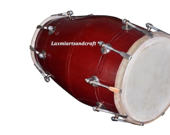 Handmade Mango Wood Dholak Drum, Dholak Instrument, Dholak for Beginners and Professional, Wedding Dholak, Nut and Bolt Drum, Kirtan Dholak