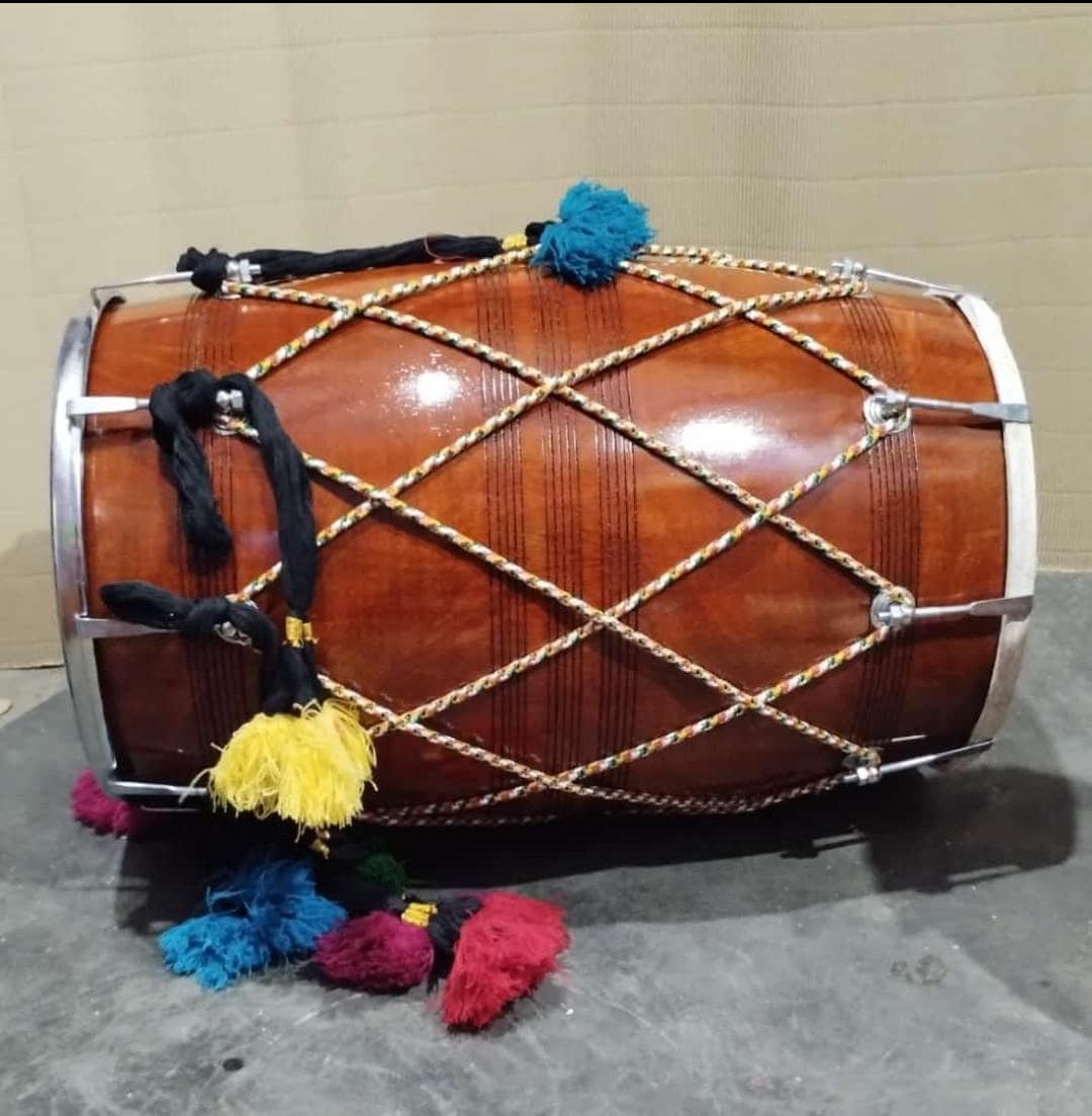 Mango Wood Dhol, Natural Barrel Shaped Dhol , Padded Bag, Beaters ...