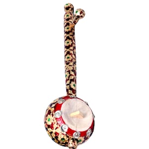 Hand Painted Ektara Iktara Musical Instrument, Traditional Indian Stringed Mango Wood Tumbi