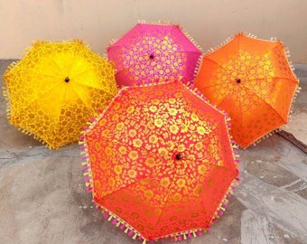 Wholesale 5 PC Lot Traditional Indian Designer Vintage Umbrellas Handmade Colorful Parasol Ethnic Mehndi Parasols Embroidered Decor Umbrella