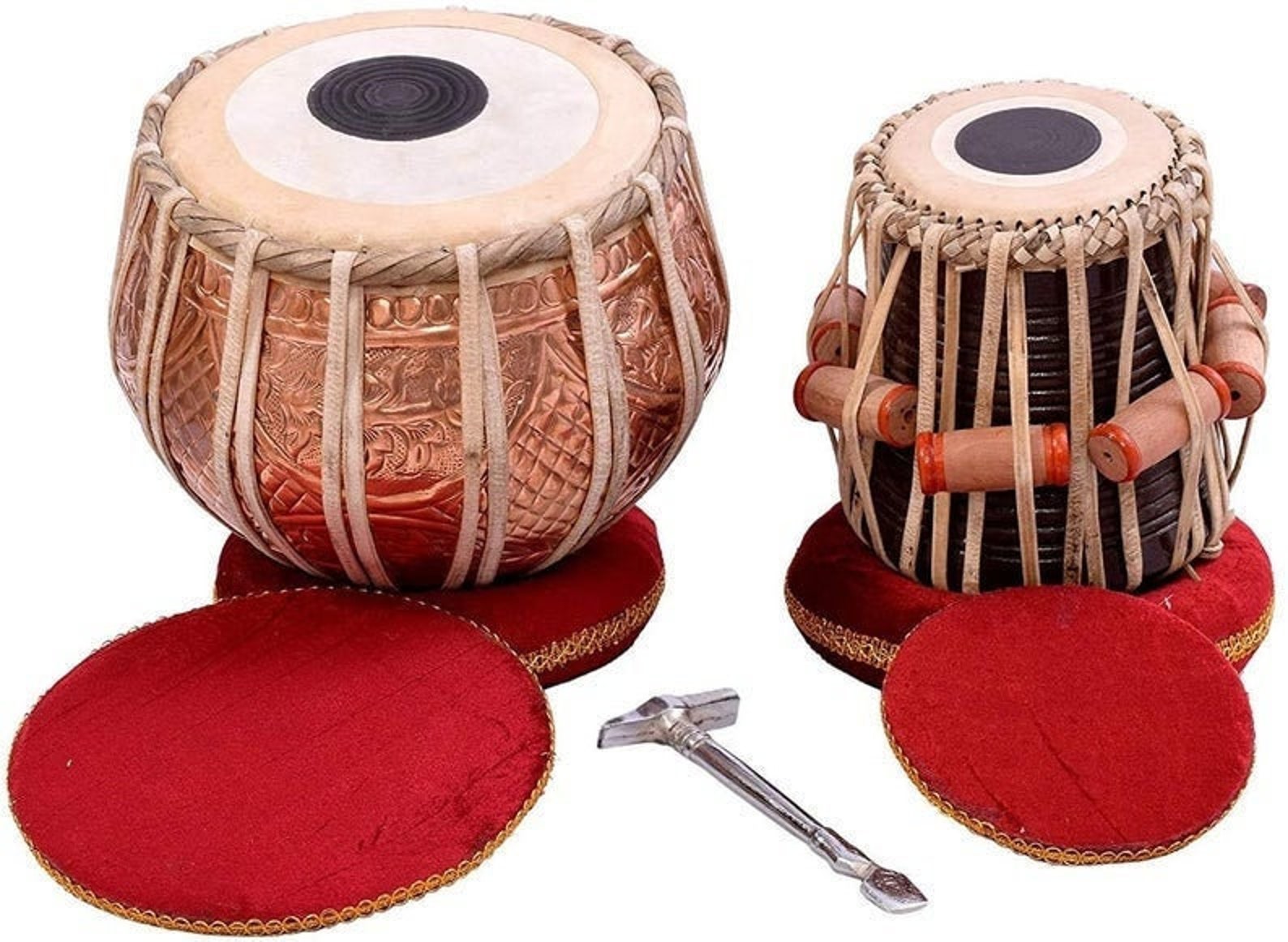 Tabla Drum Set, Concert Quality, 2.5 Kg Chromed Copper Bayan, Sheesham