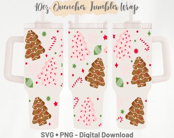 Christmas Tree Cake 40oz Tumbler Wrap SVG: Pink & Chocolate Design (Digital Download)