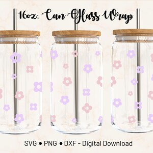 Daisy 16oz Libbey Can Glass Wrap Template Cricut Design (Digital Download)