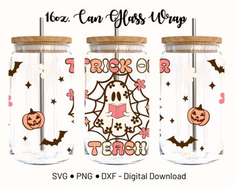Halloween Teacher Libbey Can Wrap SVG: Trick or Teach (Digital Download)