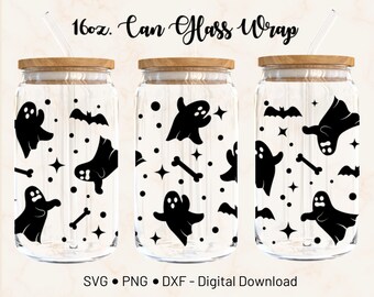 Funny Ghost 16oz Libbey Wrap SVG: Halloween Cricut File (Digital Download)