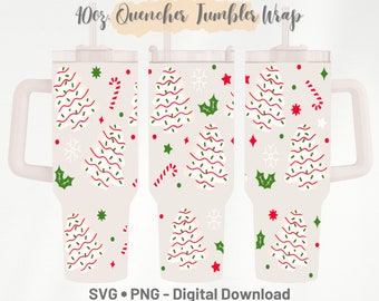 Christmas Tree Cake Tumbler Wrap SVG: 40oz Quencher Template Cricut Design (Digital Download)
